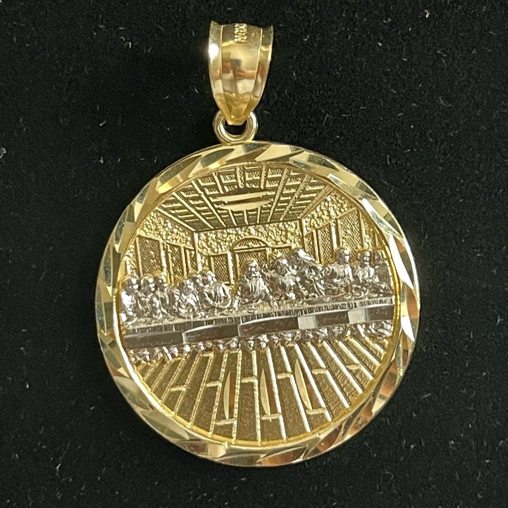 Solid 10k gold last supper pendant